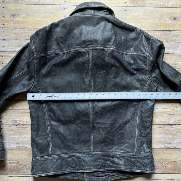 ZARA Size Small Relaxed Mens Leather Gray Jacket Coat Biker Aviator Racer NWT - Picture 13 of 16